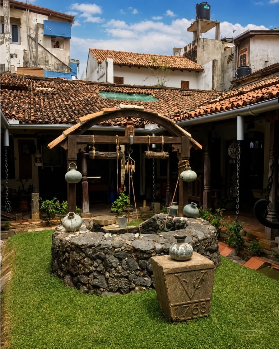 Historical Mansion Museum Galle Fort Courtyard Well